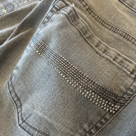 NWT Laura Ashley Gray Tummy Slimming Bootcut Jeans Sz 16 W Rhinestone Pockets - Picture 8 of 8